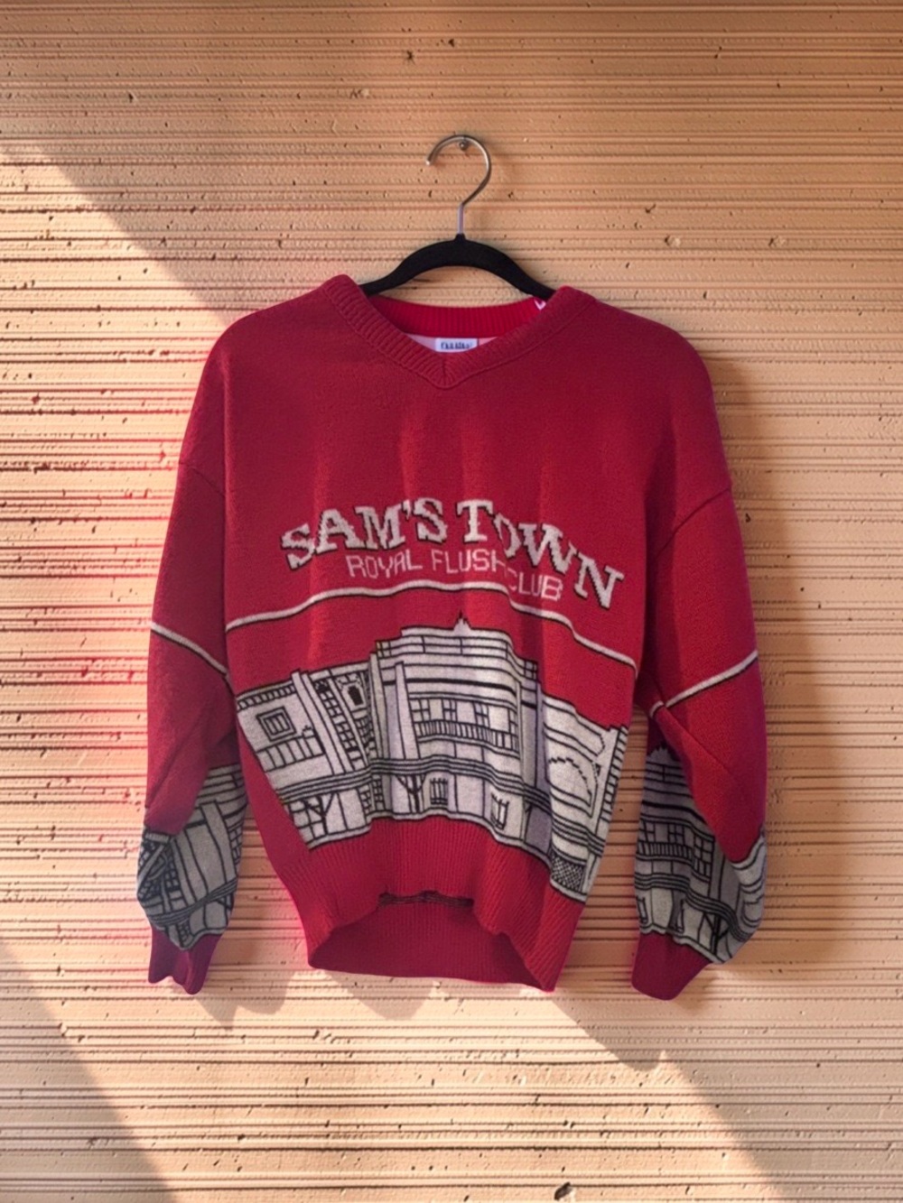 Vintage 80s Sam’s Town Las Vegas Royal Flush Club Sweater L